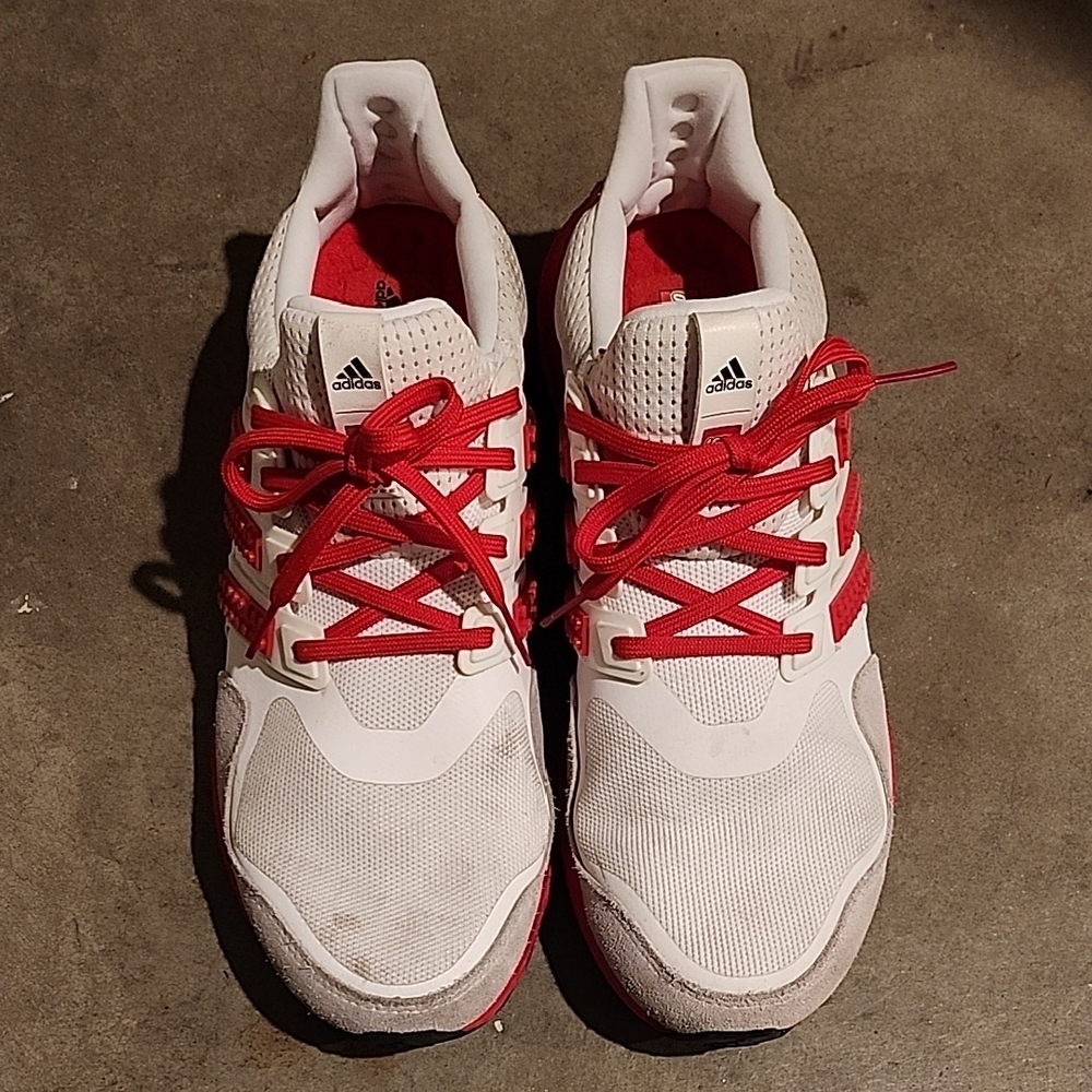 Adidas Red and White Sneakers